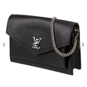 Elegant Black Louis Vuitton Clutch with Chain